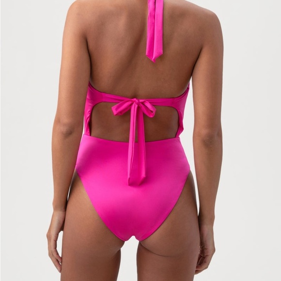 Trina Turk One Piece Swimsuit Monaco Ring Color Rose Size 10 - Picture 5 of 14